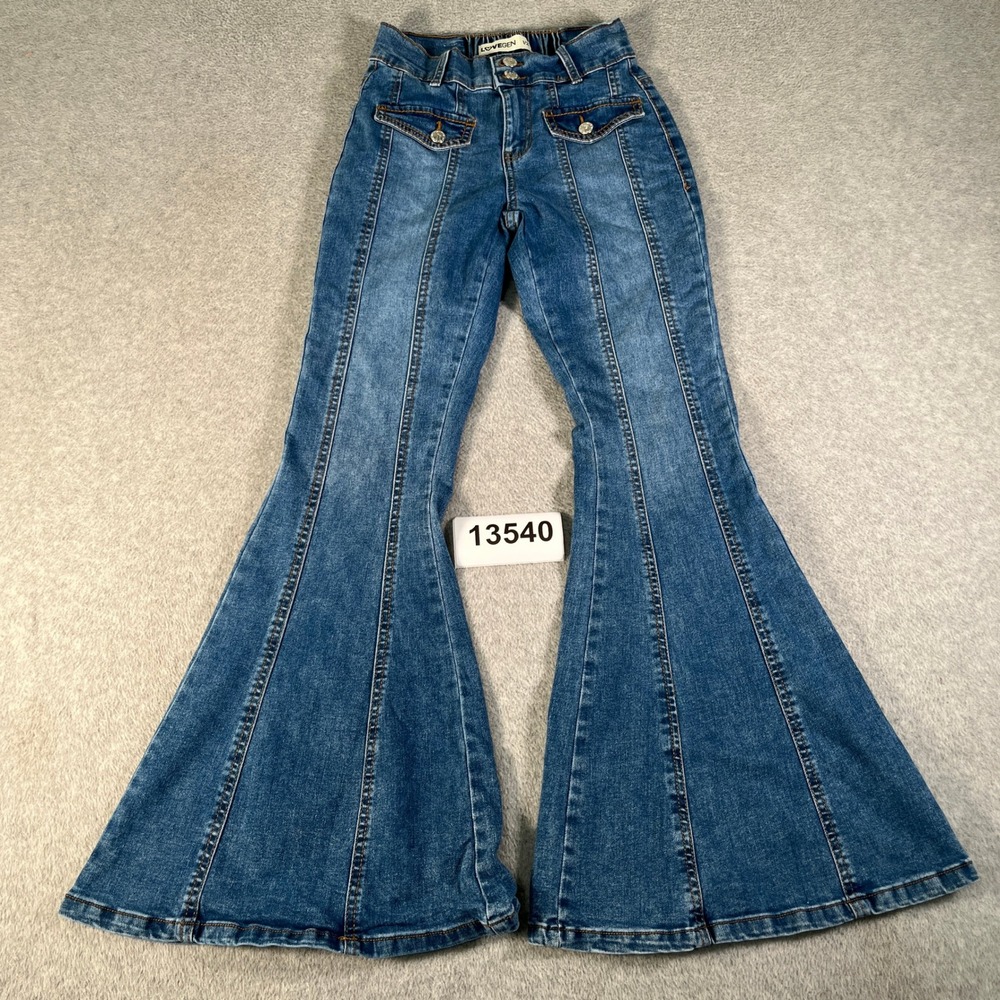 Lovegen Flare Leg Jeans Womens 1/26 Blue Denim Cotton Stretch Casual Streetwear
